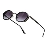 FEISEDY Retro 90s Small Oval Punk Sunglasses Gothic Steampunk Round Hippie Shade Men Women B0193