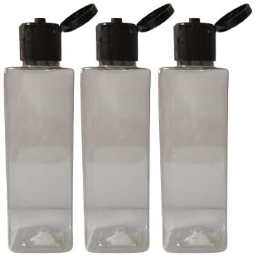 200ml Empty Pet Clear Square Black Fliptop Plastic Bottles Refillable Travel Size Cosmetic Travelling Containers Small Leak Proof Squeeze Bottles for Toiletries,Shampoo| Pack of 3-image-21