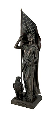Estatua Veronese Design Dama Libertad Bronce con Bandera