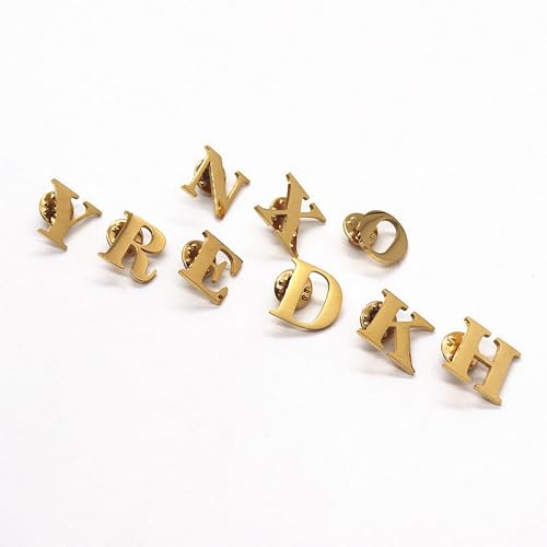 Image of vmcoatdu A-Z Initial Pins 26 Letters Pins 18K Gold Plated and Silver Tone Metal Brooch Breastpin Badge