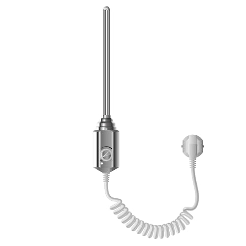 ECD Germany Élément Chauffant Électrique 600W Chrome avec Thermostat Régulateur de Température, Cartouche Chauffante pour Radiateur de Salle de Bain,...