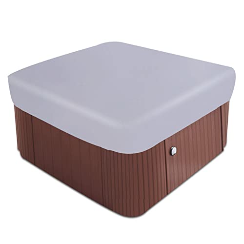 NIMOSA Housse carrée pour jacuzzi en polyester 210D imperméable et résistante aux intempéries - Pour spa d'extérieur - Gris - 220 x 220 x 30 cm