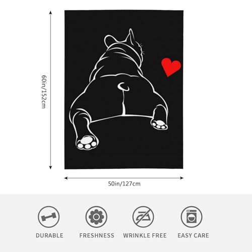 HGOD Designs Bulldoggen-Decke, für Mädchen und Jungen, weiche, warme Bulldoggen-Überwurfdecke und Fleece-Flanelldecke für Couch, Bett, Wohnzimmer, Dekoration, 130 x 150 cm
