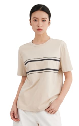 T-shirt décontracté à rayures fini les vêtements rêches le coton doux col rond K3060X