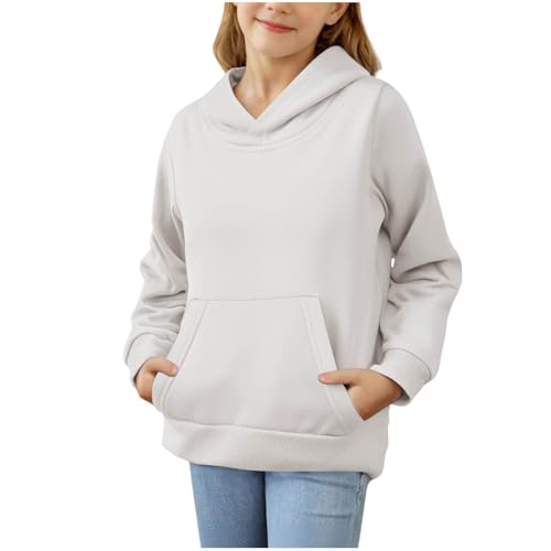 Girls Hoodies 2025 Hooded Sweatshirts Kids Solid Long Sleeve Pullover Tween Girls Fall Athletic Tops with Pockets