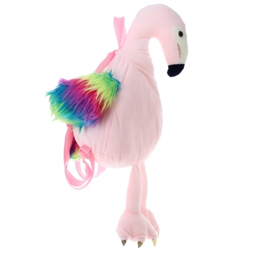 Treasure Cove Plush Flamingo Backpack 10188WE Kids Stuffed Flamingo Day Pack with Hidden Pocket for Small Item Treasures Pillow Pack Pink2