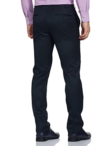 Image of Raymond Men Men's PLEATLESS Slim FIT Dark Blue Formal Trouser