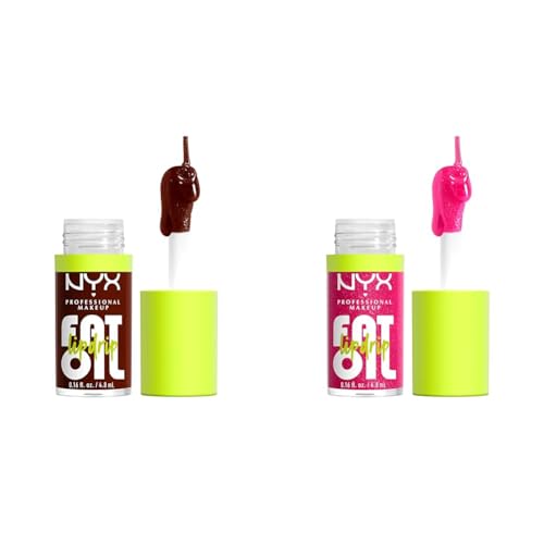 NYX PROFESSIONAL MAKEUP Fat Oil Vegan Lip Gloss Bundle - Status Update (Rich Chocolate) & Supermodel (Shimmering Magenta) image 2