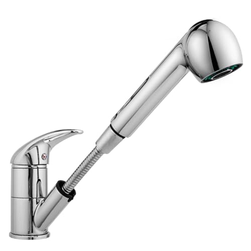 Grifería de Cocina Mezclador con Ducha, Grifo de Ducha con Una Sola Palanca con Grifo Para Lavamanos Grifo para Lavamanos (Plata)