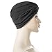 Black Turban Hat Womens Stretch Turban Pre Tied Hair Wrap Soft Knot Headwrap Elastic Head Cover Sleeping Head Wrap
