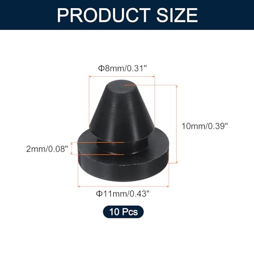 Image of uxcell 10pcs Hole Plug 5 /16 Inch (6mm) Button Plugs Fit for 6mm Hole, Snap in Locking Hole Tube Plug Silicone Tube Waterproof Plug Tube Plug, Black