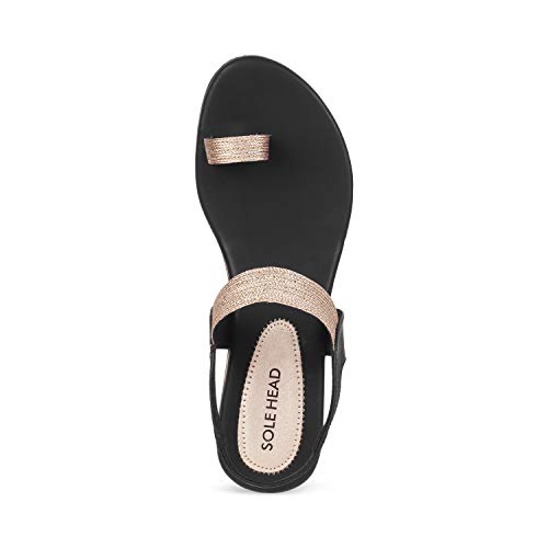 Image of SOLE HEAD Black Flat Women Sandal