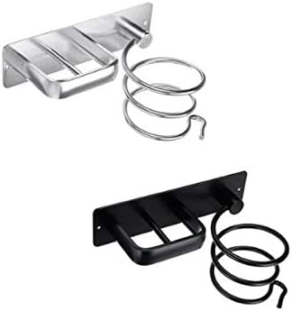 LINONI Hair Dryer Holder, Aluminium Hair Dryer and Straightener Holder, Wall Hair Dryer Holder Storage Rack for Bathroom Bedroom Hotel
