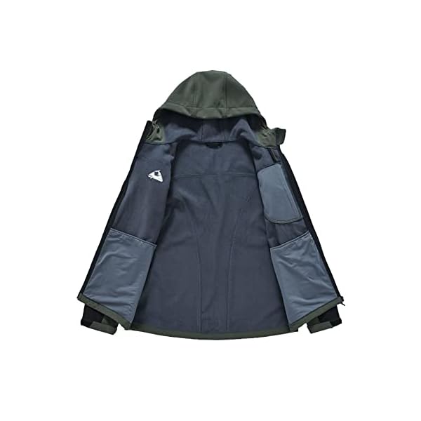 Rdruko Men's Fleece Jacket Full Zip Waterproof Outdoor Work Winter Snow Softshell Jacket(Army Green, CA XL) - Image 5