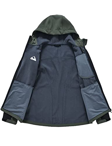 Rdruko Men's Fleece Jacket Full Zip Waterproof Outdoor Work Winter Snow Softshell Jacket(Army Green, CA XL) - Image 5