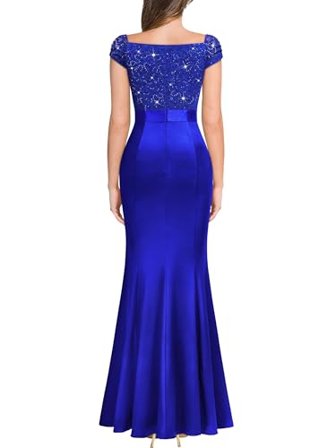 Image of Miusol Women's Vintage V-Neck Slim Ruffle Split Evening Formal Maxi Dress