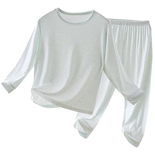 Girls Boys Underwear Soft Comfy 𝐏ajamas Thermal Undershirt Kids 2 Piece Scoopy Neck Long Sleeve Pure Silk Solid Top