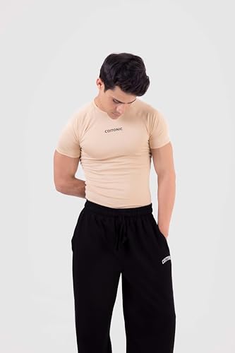 Image of COITONIC Men's Half Sleeve Compression T-Shirt - Athletic Base Layer for Gym, Sports & Fitness Training