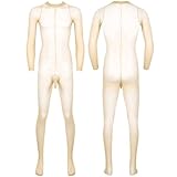 Guarda attraverso il design a tutto corpo con guaina aperta del pene, collo elastico e maniche lunghe, dita chiuse