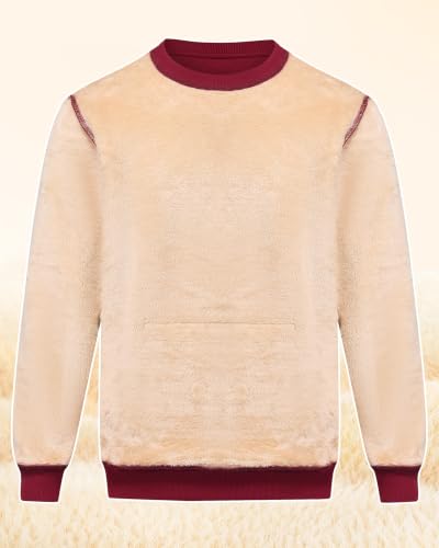 Image of Men's Fleece Lined Sweatshirts Warm Winter Long Sleeve Crewneck Sweater Thermal Pullover