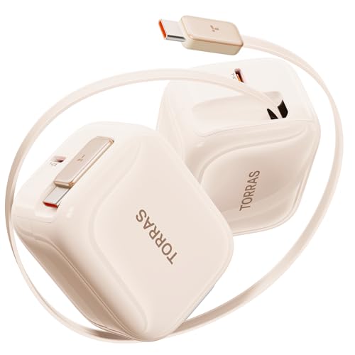 Image of TORRAS FlexLine 35W USB C Charger, Dual-Port GaN Retractable Charger, Gold