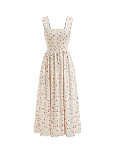 Image of CIDER Womens Floral Smocked Dresses Square Neck Long Midi Sundress