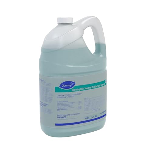 Diversey 5283038 Morning Mist Neutral Disinfectant Cleaner, Cleans, Deodorizes, Disinfects, Fresh Scent, Concentrate, 1-Gallon