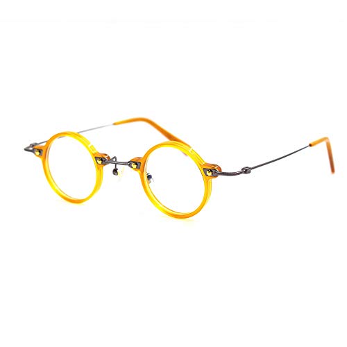 Image of Blue Light Blocking Glasses Computer Game Vintage Small Round Acetate Eyeglasses Frames