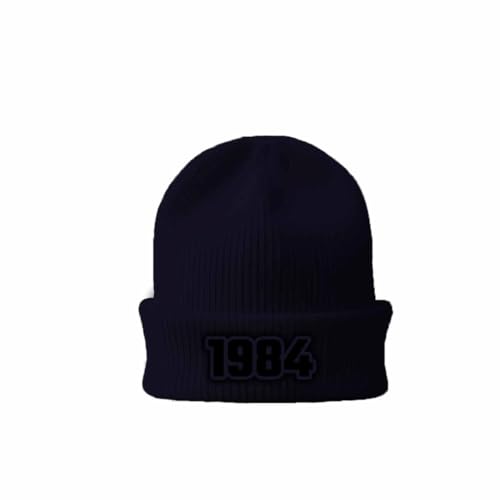 Bonnet 1984 à revers navy tricoté bleu marine pour homme et femme style vintage