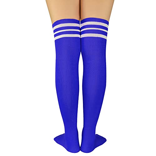 Image of Zando Womens Stripes Thigh High Socks Thigh Highs Casual Knee High Stockings