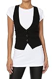TheMogan Women's Dressy Casual Versatile Tuxedo Fully Lined Suit Vest Waistcoat Black L