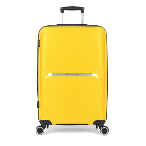 Mala de Viagem Extra Grande 32kg em Polipropileno, Expansível com Zíper Expansor, Cadeado TSA para Viagens Internacionais - Polo King Linha de Luxo Milão Amarela
