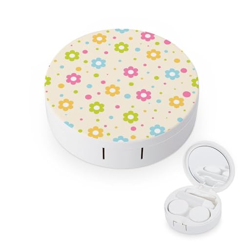 fkgvwo Contact Lens Container Color Flowers Travel Contact Lens Box with Mirror Tweezers Solution Bottle
