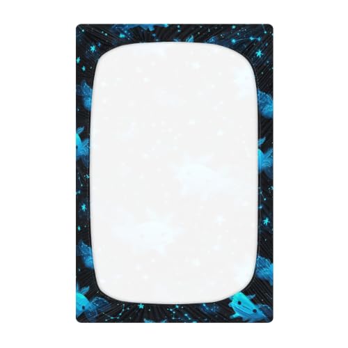 Image of Cartoon Galaxy Axolotl Crib Sheets Soft Breathable Fitted Baby Crib Sheets Mattress Cover for Girls Boys, 52 inch x 28 inch x 9 inch