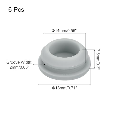Image of MECCANIXITY 6pcs Silicone Snap in Locking Hole Plugs,14mm /0.6 Inch Mounting Diameter Narrow Groove Width 2mm Panel Seal Cover Round for Kitchen Bulkheads Waterproof Sealing Plugs Grey