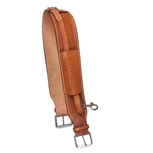 Hulara Western Carved Leather Rear Flank Back Saddle Girth Cinch Belt with Bucking Strap Comfytack |Premium Flank Cinch Belt Leather Horse Girth Brown
