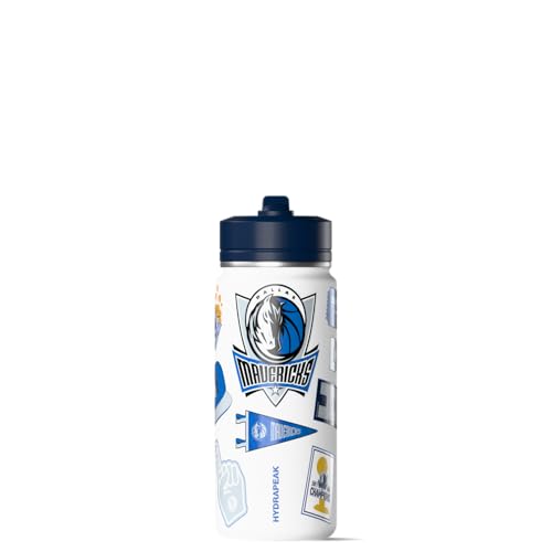 Image of Hydrapeak NBA Officially Licensed Dallas Mavericks 20oz Insulated Water Bottle with Straw Lid & Carry Handle, Leak-Proof Stainless-Steel Game Experience Sports Bottle for Kids, School, Camp