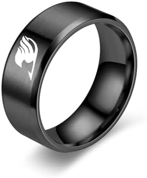 FT Anime Fantasy Titanium Steel Winged Guild Symbol Ring Unisex S...