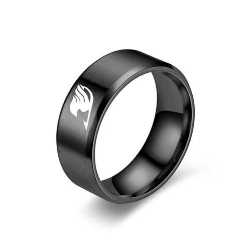 FT Anime Fantasy - Anillo de acero de titanio con símbolo de grem...