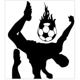 JECOMPRIS Fußballspieler Wandtattoo Selbstklebend Abnehmbar für Jungenzimmer Schwarz Fußball Wandaufkleber Schlafzimmer Sport Wanddeko