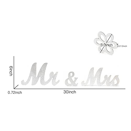 Haperlare Vintage Style Silver Mr And Mrs Sign Mr & Mrs Wooden Letters Wedding Sweetheart Table Sign With Silver Glitter Letters For Wedding Photo Props Party Top Table Decorations With 5 Flower Pads #TOP7