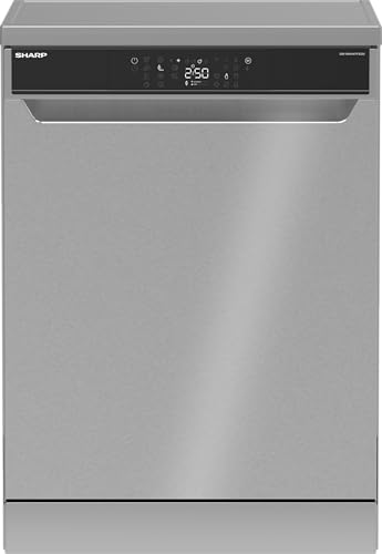 Sharp QW-WNA4YF42AI-DE Geschirrspüler freistehend, 60 cm, 14 Maßgedecke, A, 42 dB, SteamWash, AutoDoor, Inverter, WLAN, Edelstahl
