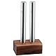 WMF Salz- und Pfefferstreuer Set 2-teilig, Salzsteuer klein, Pfefferstreuer, Cromargan Edelstahl mattiert, Holz-Ständer