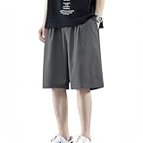 半ズボン 5分丈 短パン アイスシルク 接触冷感 カジュアル メンズ ハーフパンツ スポーツ ランニング ルームウェア ショートパンツ (JP, アルファベット, 2XL, グレー) [並行輸入品]