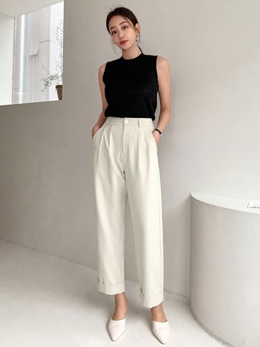 SECOLI Women's 2024 Casual White Pant Straight-Leg Casual Pants4