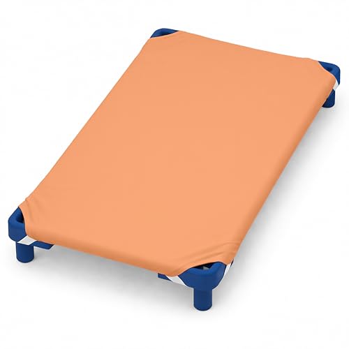 Image of 22 inch x 52 inch Daycare Cot Sheets Pack of 6 Fitted Toddler Nap Mat Covers Soft Breathable Microfiber Poly-Cotton Standard Preschool Hypoallergenic Durable Machine Washable Tango