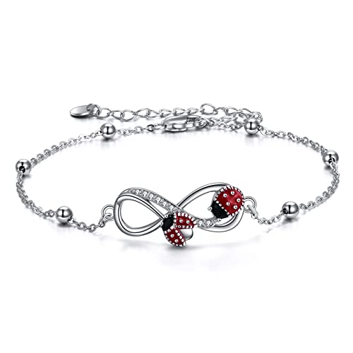 Image of POPLYKE Ladybug /Dragonfly /Bee /Paw Bracelet for Women Sterling SIlver Bracelet /Anklet Jewelry Gift for Women