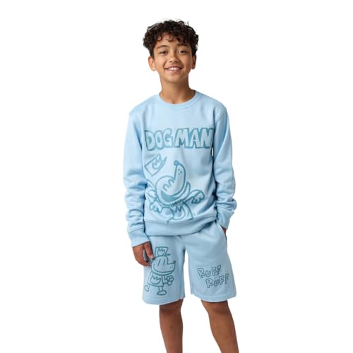 Bioworld Dog Man Puff Ruff Boy's 2-Pack Crew Neck Long Sleeve Sweatshirt & Lounge Shorts Set
