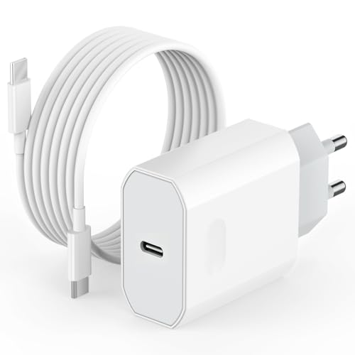 25W USB C Cargador para iPhone 17/16/16 Plus/16 Pro/16 Pro Max/15/iPad Air/iPad Mini/AirPods, Certificado MFi iPhone Carga Rapida Cabezal con Cable de Carga 2M Tipo-C, Rápido Enchufe, Móvil Adaptador