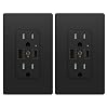 Micmi USB Outlet with C + A Wall Dual High Speed Receptacle Smart 4.8A Fast Charging Capability, 15Amp 125Volt, Tamper Resistant Wall Plate Included UL Listed 2Pack, Black, 15 Amp Outlet